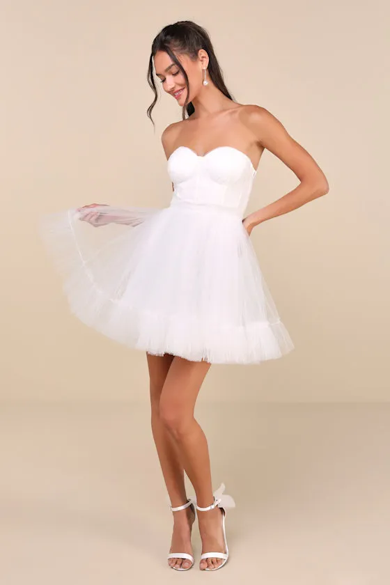 Lovely Flirtation White Tulle Strapless Bustier Mini Dress sold by Lulus product image thumbnail 3