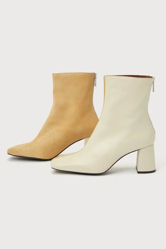 Tabatha Cream Combo Suede Leather Two-Tone Booties sold by Lulus product image thumbnail 3