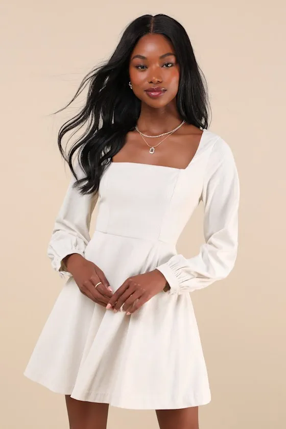 Daily Affection Beige Corduroy Mini Dress With Pockets sold by Lulus