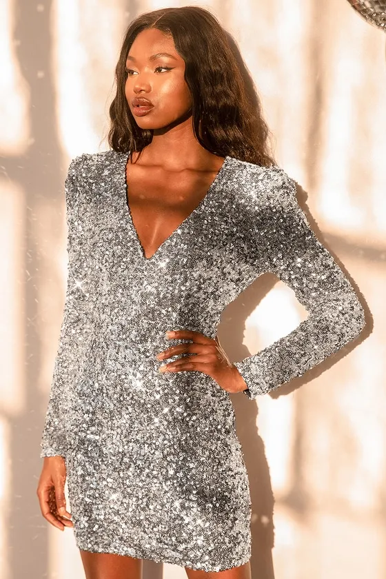 Brand New You Silver Sequin Bodycon Mini Dress sold by Lulus