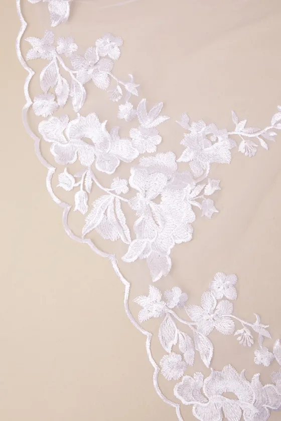 Nima White Mesh Embroidered Long Veil sold by Lulus product image thumbnail 4