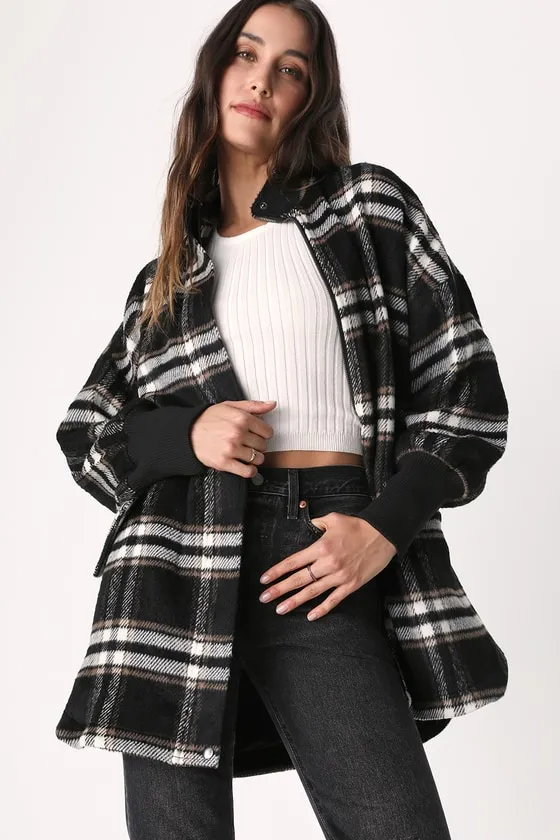 Plaid Times Black Multi Plaid Coat sold by Lulus product image thumbnail 2