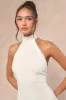 Alaura White Backless Halter Maxi Dress sold by Lulus