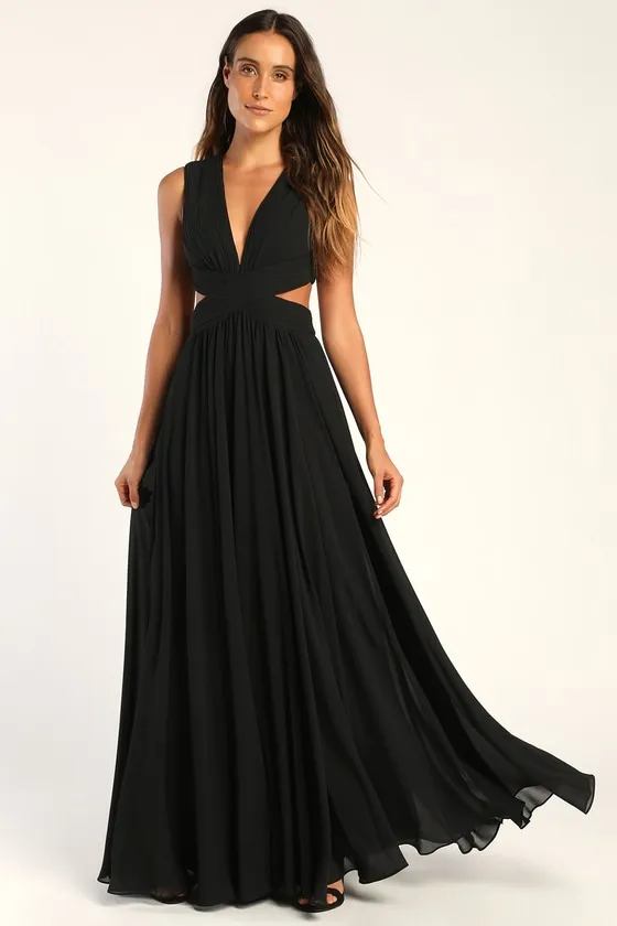 Vivid Imagination Black Cutout Maxi Dress sold by Lulus