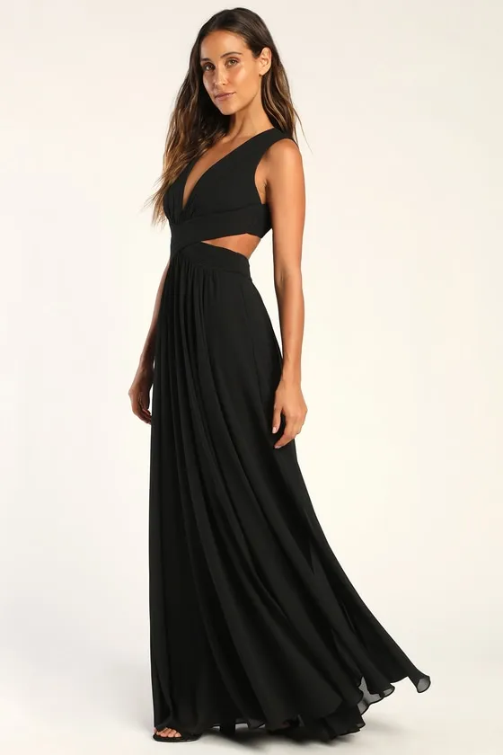 Vivid Imagination Black Cutout Maxi Dress sold by Lulus product image thumbnail 3