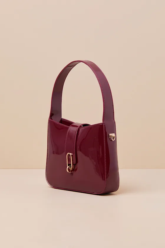 Distinct Perfection Burgundy Patent Handbag sold by Lulus product image thumbnail 4