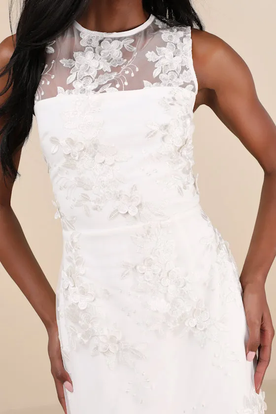 Flowering Perfection White 3D Floral Embroidered Mini Dress sold by Lulus product image thumbnail 4