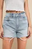 Troublemaker Light Wash Denim Distressed High-Rise Shorts sold by Lulus