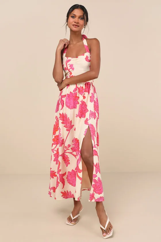 Layton Cream Floral Halter Maxi Dress sold by Lulus product image thumbnail 4