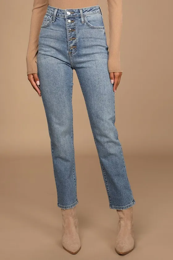 Forever a Trend Light Wash Denim High-Rise Mom Jeans sold by Lulus product image thumbnail 2