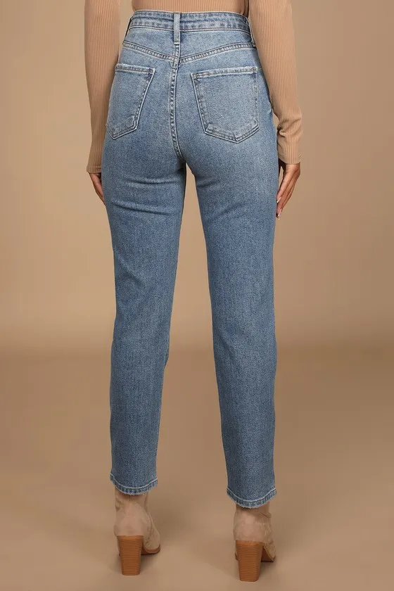 Forever a Trend Light Wash Denim High-Rise Mom Jeans sold by Lulus product image thumbnail 3