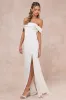 Dose of Love Ivory Satin Off-the-Shoulder Mermaid Maxi Dress sold by Lulus