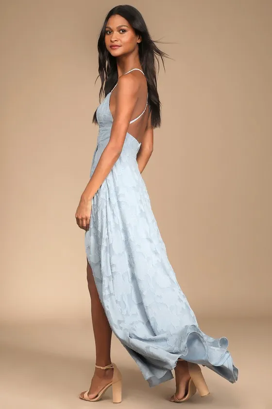 Let There Be Romance Slate Blue Burnout Floral Maxi Dress sold by Lulus product image thumbnail 2