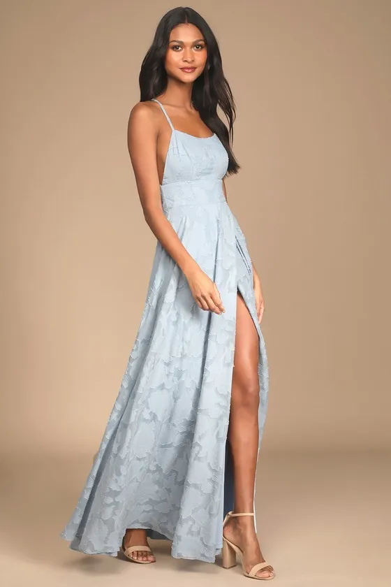 Let There Be Romance Slate Blue Burnout Floral Maxi Dress sold by Lulus product image thumbnail 3
