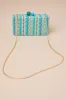 Positano Minaudiere Aqua Blue Multi Woven Hard Case Clutch sold by Lulus