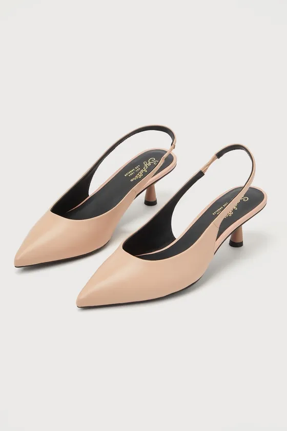 Brooklyn Light Pink Leather Pointed-Toe Slingback Pumps sold by Lulus product image thumbnail 3