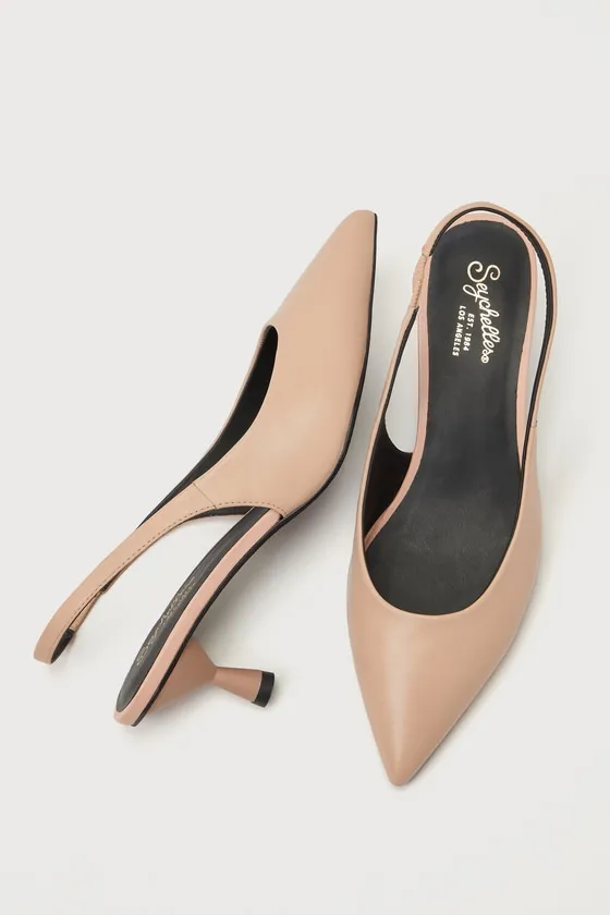 Brooklyn Light Pink Leather Pointed-Toe Slingback Pumps sold by Lulus product image thumbnail 4
