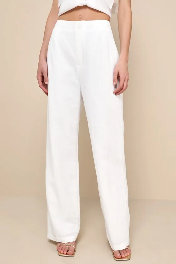 Praiseworthy Attitude Ivory High-Rise Straight Leg Pants sold by Lulus product image thumbnail 2