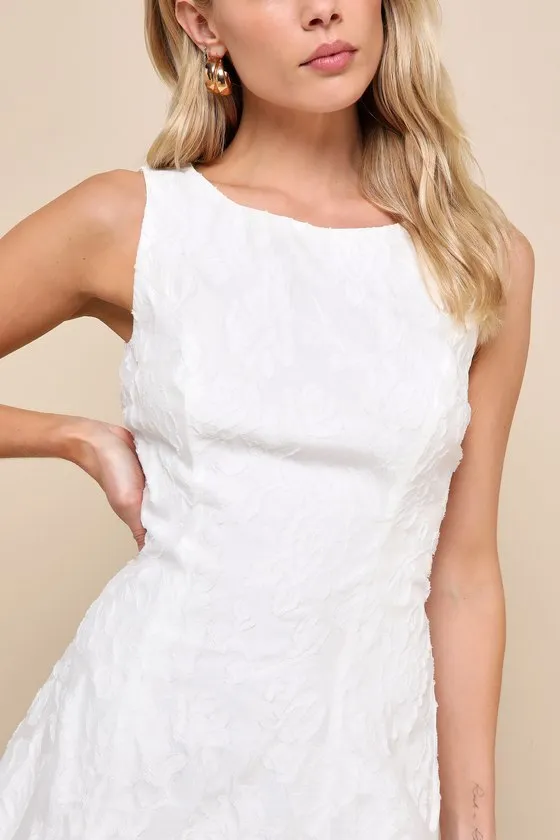 Exquisite Moments White Floral Jacquard Sleeveless Mini Dress sold by Lulus product image thumbnail 4
