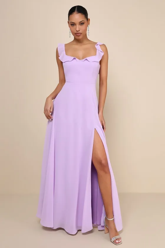 Dreamy Admiration Lilac Ruffled Maxi Dress sold by Lulus
