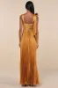 Gorgeous Purpose Gold Satin Pleated Sleeveless Bow Maxi Dress sold by Lulus