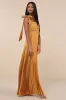 Gorgeous Purpose Gold Satin Pleated Sleeveless Bow Maxi Dress sold by Lulus