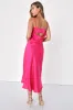 Stunning Radiance Hot Pink Satin Jacquard Cowl Midi Dress sold by Lulus