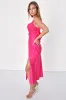 Stunning Radiance Hot Pink Satin Jacquard Cowl Midi Dress sold by Lulus