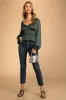 Sophisticate Dark Green Satin Ruched Long Sleeve Top sold by Lulus