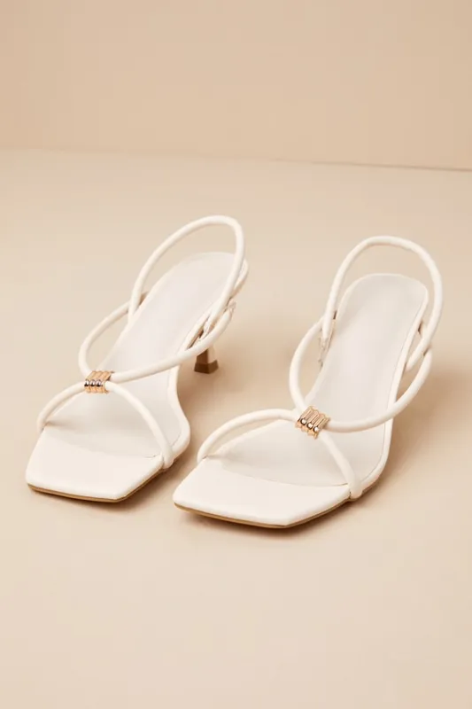 Raddix Bone Strappy Square-Toe Kitten Heel Sandals made by Billini