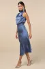 Distinctive Charm Slate Blue Satin Asymmetrical Midi Dress sold by Lulus