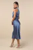 Distinctive Charm Slate Blue Satin Asymmetrical Midi Dress sold by Lulus