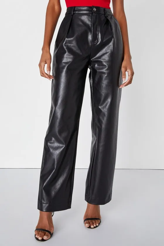 Check Your Vibe Black Vegan Leather High Rise Pants sold by Lulus product image thumbnail 2
