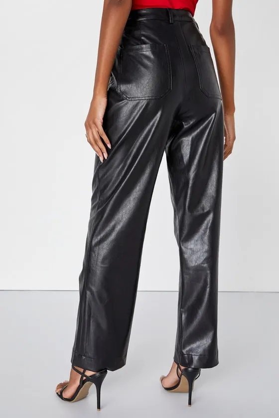 Check Your Vibe Black Vegan Leather High Rise Pants sold by Lulus product image thumbnail 3
