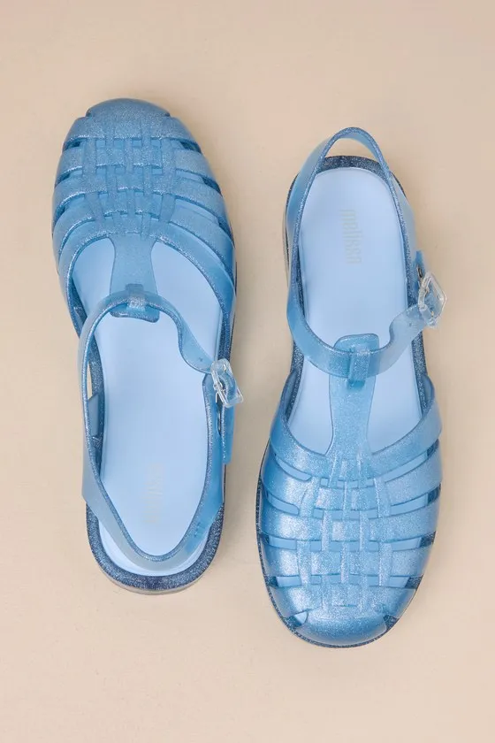 Possession Glitter Blue Jelly Strappy Buckle Sandals sold by Lulus product image thumbnail 3