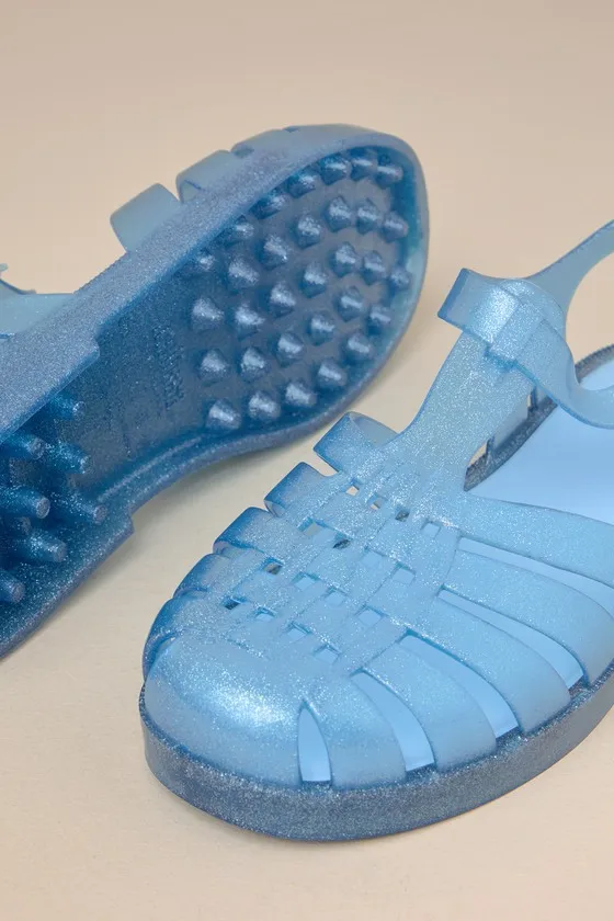 Possession Glitter Blue Jelly Strappy Buckle Sandals sold by Lulus product image thumbnail 4