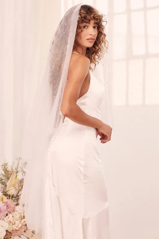 Forever Promise White Tulle Pearl Veil sold by Lulus