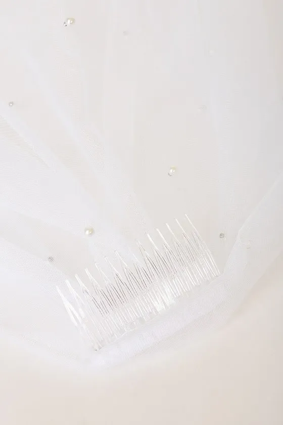 Forever Promise White Tulle Pearl Veil sold by Lulus product image thumbnail 3