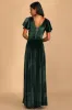 Absolutely Amazed Emerald Green Velvet Flutter Sleeve Maxi Dress sold by Lulus