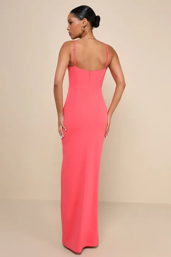 Impressive Glamour Coral Pink Sleeveless Column Maxi Dress sold by Lulus product image thumbnail 2