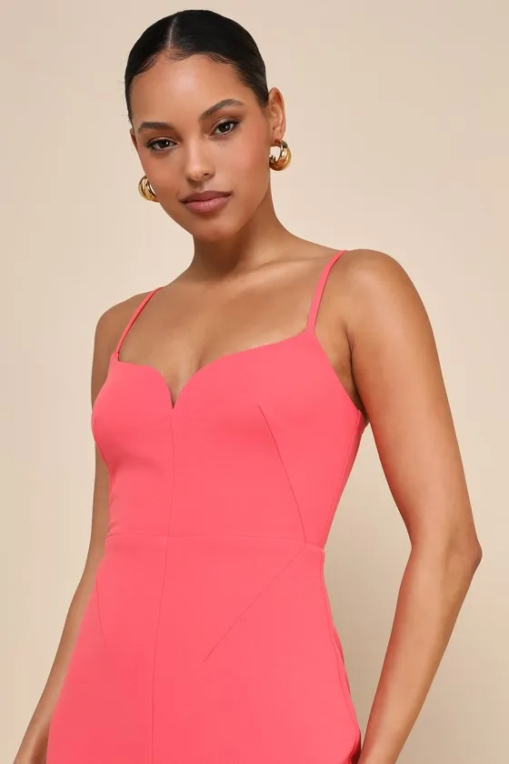 Impressive Glamour Coral Pink Sleeveless Column Maxi Dress sold by Lulus product image thumbnail 4