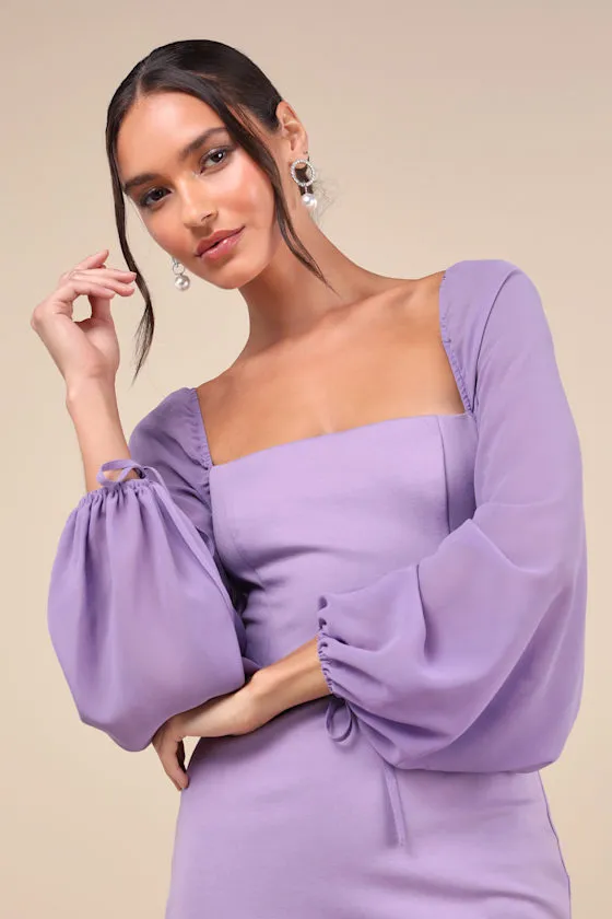 Delightful Love Lavender Lace-Up Balloon Sleeve Mini Dress sold by Lulus product image thumbnail 3