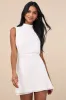 Classic Elegance White Chiffon Sleeveless Mock Neck Mini Dress sold by Lulus