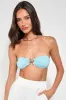 Bailey Topaz Blue Lurex Reversible O-Ring Bandeau Bikini Top sold by Lulus