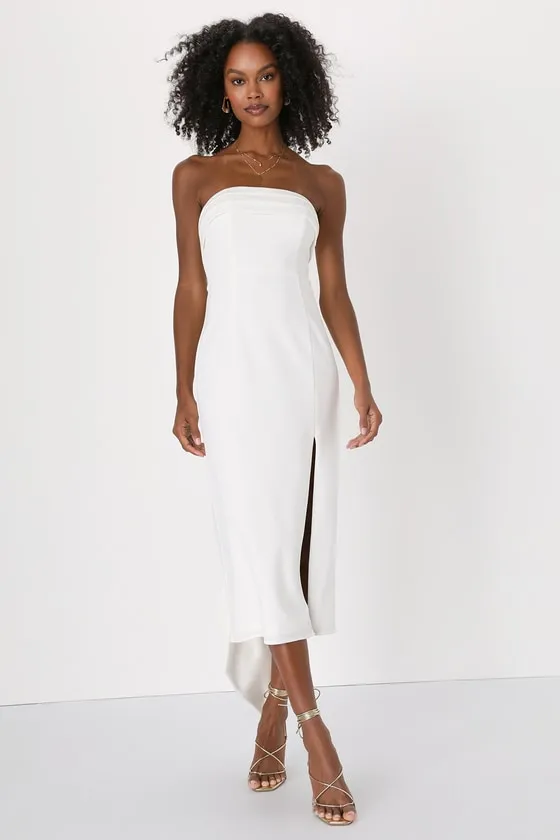 Fabulous Phenomenon White Strapless Bow Midi Dress sold by Lulus product image thumbnail 2