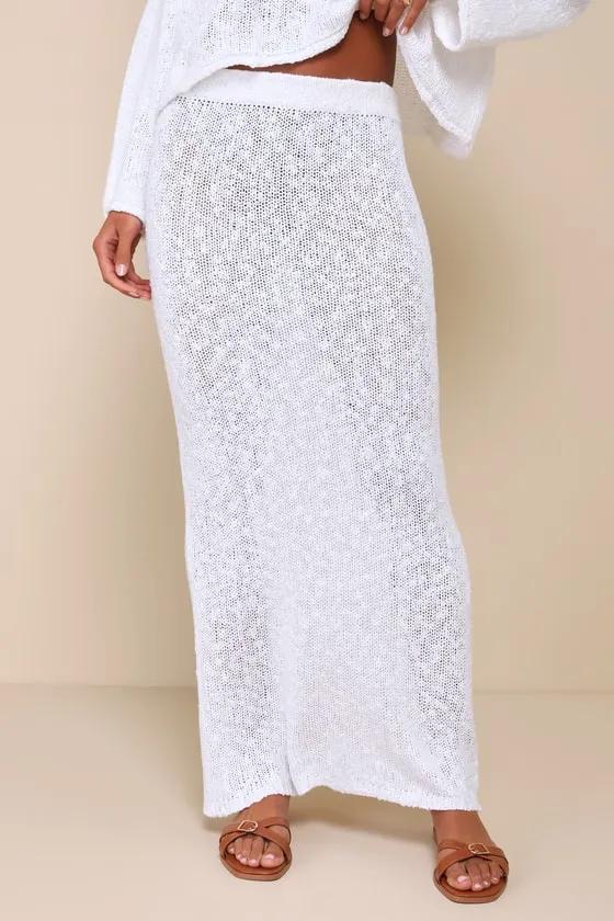 Inez White Loose Knit High-Rise Maxi Skirt sold by Lulus product image thumbnail 2