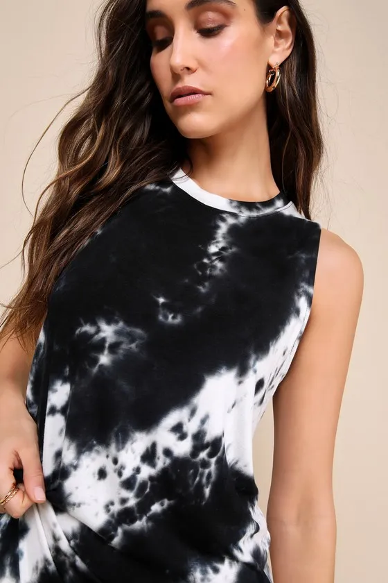 Feeling Amazing Blue Tie-Dye Sleeveless Shift Dress sold by Lulus product image thumbnail 4