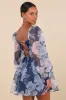 Positively Enchanting Blue Floral Organza Bustier Mini Dress sold by Lulus