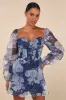Positively Enchanting Blue Floral Organza Bustier Mini Dress sold by Lulus
