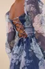Positively Enchanting Blue Floral Organza Bustier Mini Dress sold by Lulus